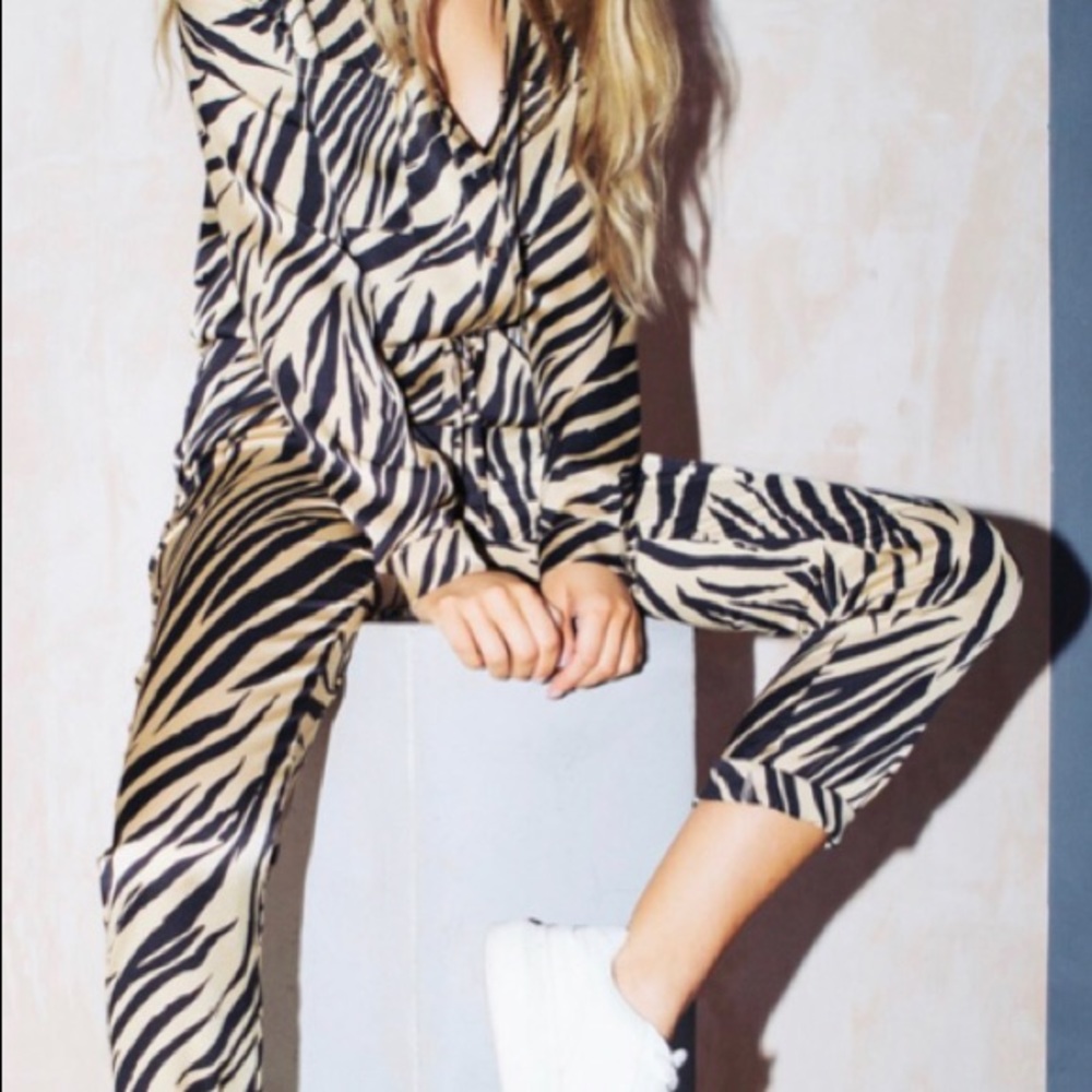 Never Fully Dressed Zebra Print Jumpsuit